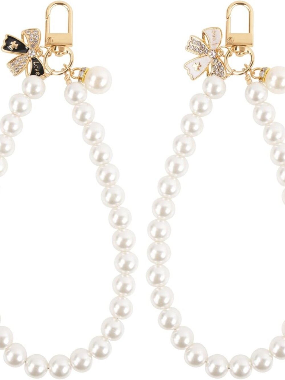 2pcs Classic Pearl Phone Charm for Women, Butterfly Beaded Smartphone Bracelet W